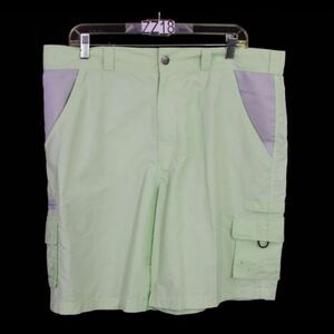 Heybo Size 36 Patina Green 9" Inseam Flat Pocketed Fishing Casual Shorts.